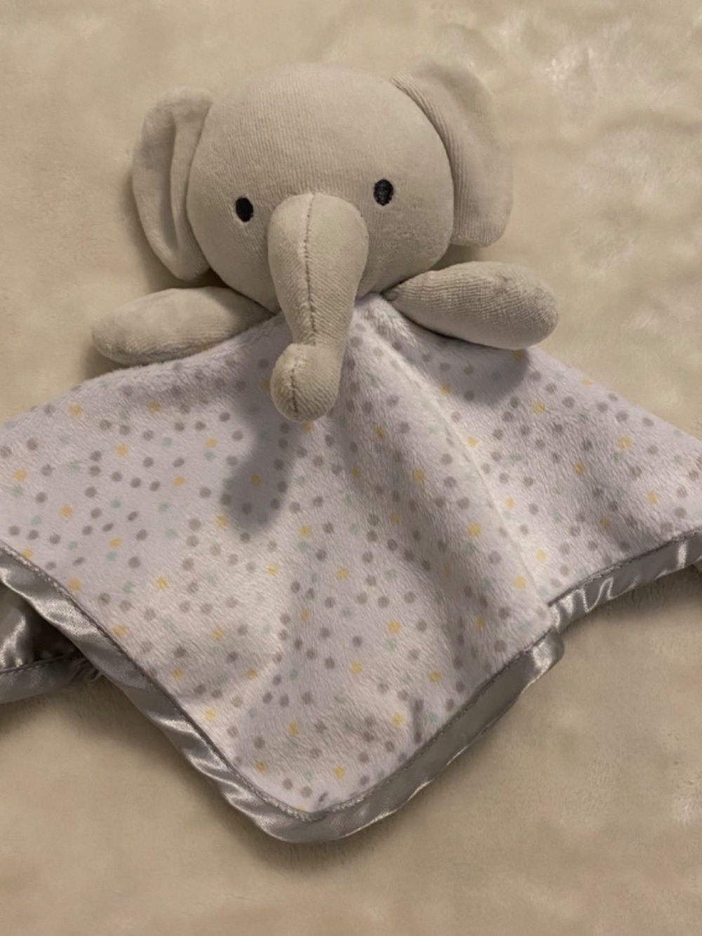 George Elephant Grey Polka Dots Satin Baby Security Blanket Lovey